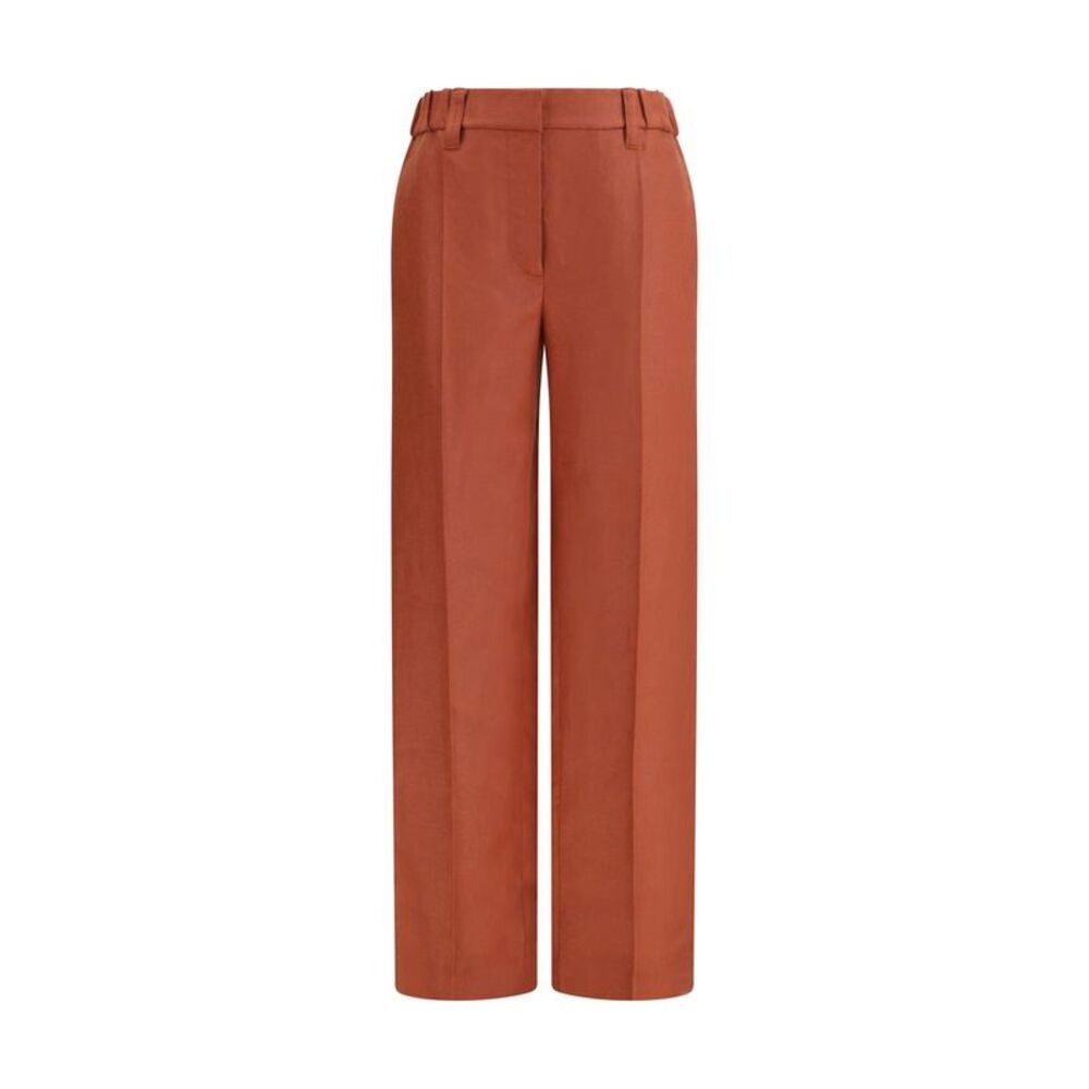 Brunello Cucinelli Red Linen Casual Women's Pants